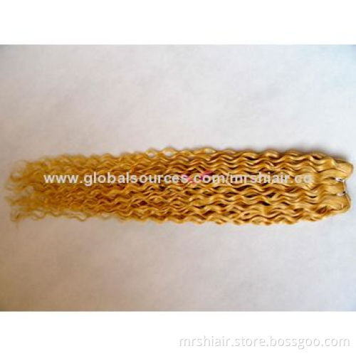 Curly Wave 20-Inch Blond Color Human Hair Weave